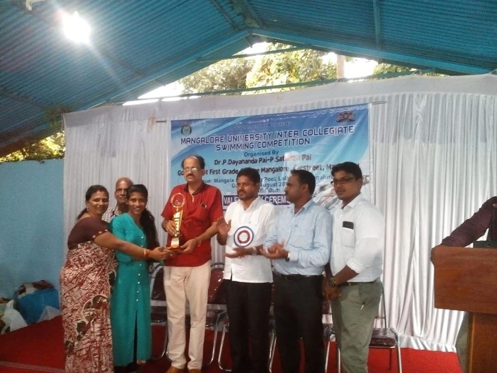  MANGALORE UNIVERSITY LEVEL SWIMMINIG - INDIVIDUAL CAHAMIONSHIP AND WON 3 GOLD AND ONE SILVER MEDAL